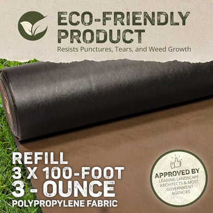 Dewitt 30 Year Professional Weed Control Fabric 3 oz, Brown, 3 x 100 Feet – Heavy-Duty Landscape Barrier and Ground Cover for Gardens, Raised Beds, Walkways, and Outdoor Landscaping