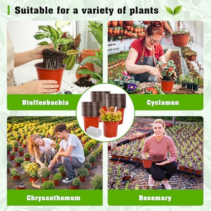 TDHDIKE 6" Plastic Plant Nursery Pots 200Pcs with 200 Labels - size: 6inch200