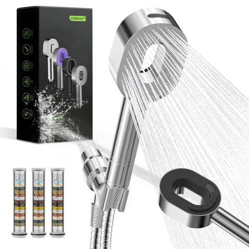 Hibbent Filtered Handheld Showerhead with 3 Filters, 5 Sprays Shower Head - color: Chrome, style: Showerhead with 3 Filters