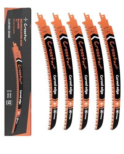 Crosstar 5 Pack Arc Edge Reciprocating Saw Blades,12inch 6TPI,Wood Pruning - size: 5pcs 12in
