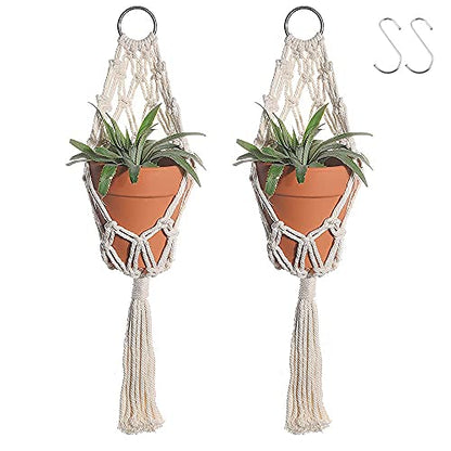 Artilady Macrame Plant Hanger, Boho Hanging Planter for Indoor Plants - color: White E
