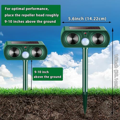 2 Packs Deer Repellent Devices 2026 Solar Power Animal Repeller with Motion Sensor & Ultrasonic Sound, Outdoor Animal Deterrent Devices for Garden Yard Patio to Repel Deer Cat Rabbit Raccoon Dog