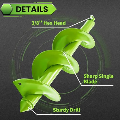 1.6"x16.5"&3.5"x16" Green Garden Auger Drill Bit for Planting - color: Green, size: 1.6"x16.5"+3.5"x16"