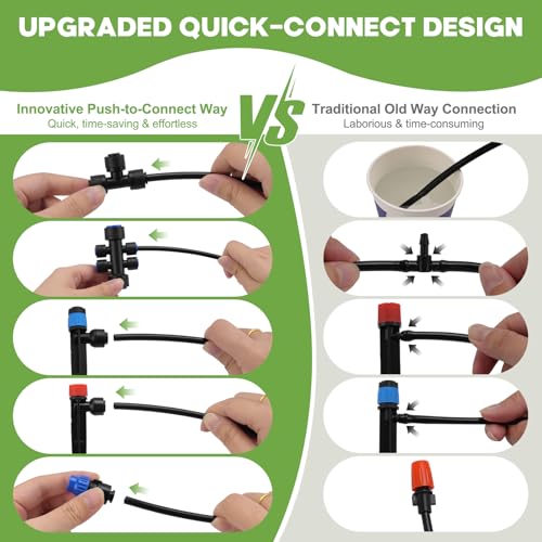 240FT Quick-Connect Drip Irrigation System - size: 40FT 1/2”(OD) Tube + 200FT 1/4”(OD) Tube