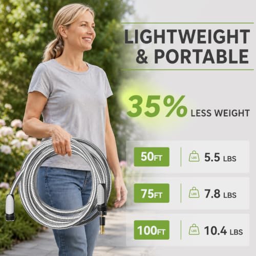 SPECILITE Expandable Metal Garden Water Hose 75 FT with Adjustable Nozzle - size: 75FT