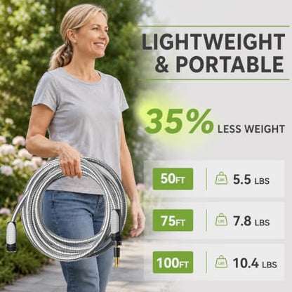 SPECILITE Expandable Metal Garden Water Hose 75 FT with Adjustable Nozzle - size: 75FT