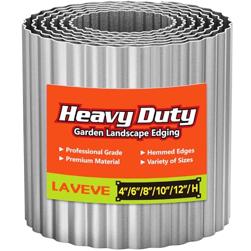 LAVEVE Corrugated Metal Garden Edging 6" x 40Ft, Landscape Edging Border - color: Silver
