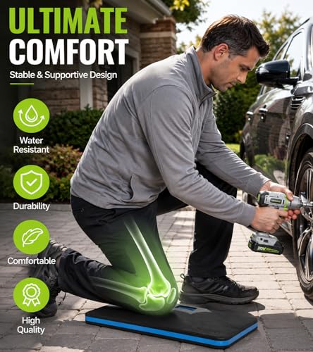 Garden Kneeling Pad, 1.2" Thick EVA Foam Knee Cushion for Gardening - color: Black&Blue