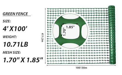 PotatoLife 4'x100' Plastic Mesh Fence for Garden with 100 Zip Ties, Green - color: Green, size: 4' x 100' (10.71 lb)