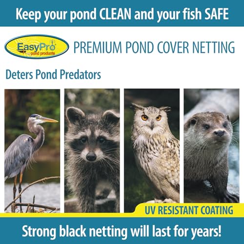 EasyPro NP2030 Premium 3/4-Inch Pond Cover Netting, 20-Foot x 30-Foot with 12 Stakes - size: 20' x 30' with 10 stakes, style: Standard 3/4" Mesh