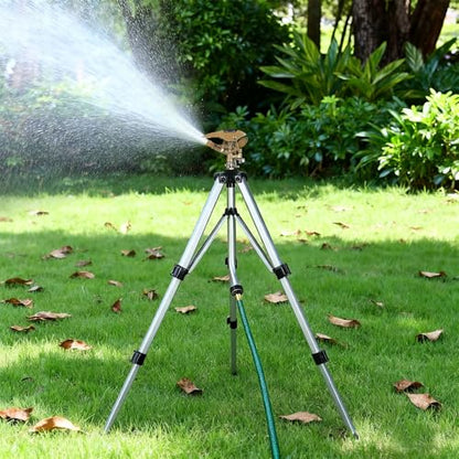 Biswing Large Impact Sprinkler Head on Tripod Base, Adjustable Zinc Alloy Lawn Sprinklers for Yard Lawn Garden, 3/4" NH Connector, 360 Degree Large Area Coverage Irrigator with Extension Legs, 1 Pack