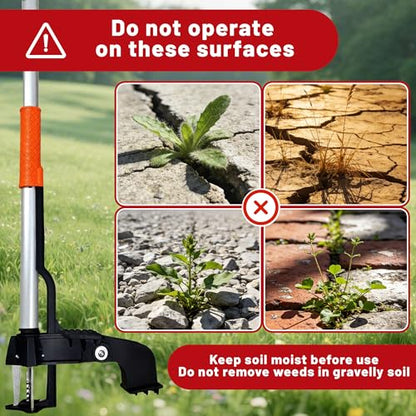 Standing Weed Puller Tool with 4 Claws, Upgraded Weed Remover Tool with Long Handle, Heavy Duty Weed Puller for Dandelion, Stand Up Weeder Root Removal Tool for Garden Lawn Yard