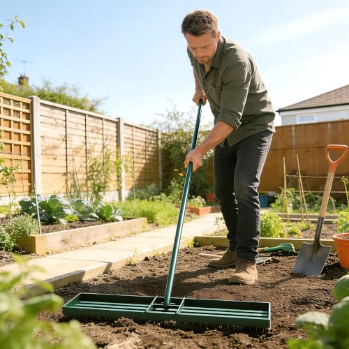 Outsunny Lawn Leveling Rake, 36" x 10" Heavy Duty with 66.5" Handle - size: 36" x 10"