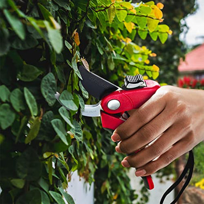 Nevlers 8" Red Bypass Pruning Shears for Gardening w/ 8mm Cut Capacity - color: Red, size: Bypass
