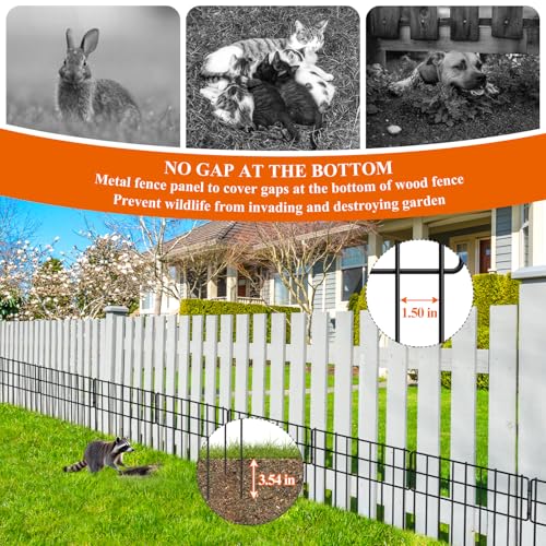 Garden Fence 28.2 FT x 12" H, Decorative Metal Border for Flower Beds - size: 26 Square Panels-28.2ft(L)x13"(W)