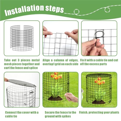 6 Packs Garden Plant Protectors from Animals,Metal Plant Cage, 11.8"x 12.6" - color: Black-6