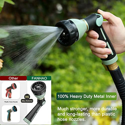 FANHAO Heavy Duty Garden Hose Nozzle, Metal Hose Sprayer Easy Thumb Control - color: Light Green