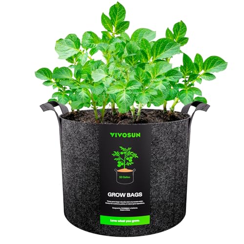 VIVOSUN 50 Gallon Plant Grow Bag Fabric Pot with Reinforced Handles - size: 50 Gallon
