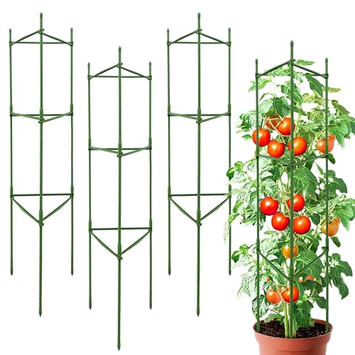 4 Pack 48 Inch Tomato Cages for Garden, Triangle Metal Plant Support with Rust-Resistant Coating, Heavy Duty Tomato Trellis for Raised Bed, Pots, Cucumbers, Peppers & Climbing Plants - color: 4-Pack, size: 48 inch