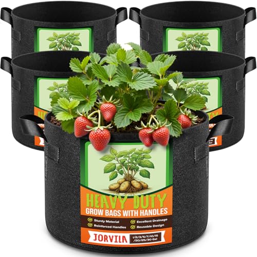 Jorvila 5-Pack 20 Gallon Grow Bags - color: Black, size: 20 Gallon
