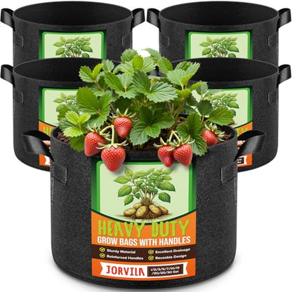 Jorvila 5-Pack 1 Gallon Grow Bags - color: Black, size: 1 Gallon