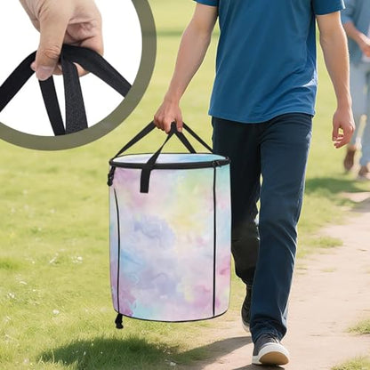 BIGCARJOB Dazzle Print Trash Can Lightweight Folding Big Trash Can with Lid Storage Bag Portable Pop Up Trash Cans for Parties, 22.83x17.71 in - color: Dazzle Print