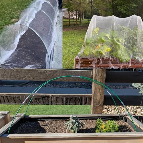 Garden Hoops Kit for Raised Beds, 40pcs Fiberglass Greenhouse Hoops, Row Cover Hoops for Frost Cloth, Adjustable DIY Grow Tunnel with Ground Steaks
