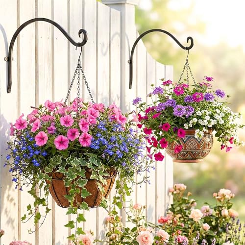 Lifyzoon Hanging Plant Brackets Outdoor: 12" 2 Pack Heavy-Duty Plant Hanger - size: 2B-12“2PCs
