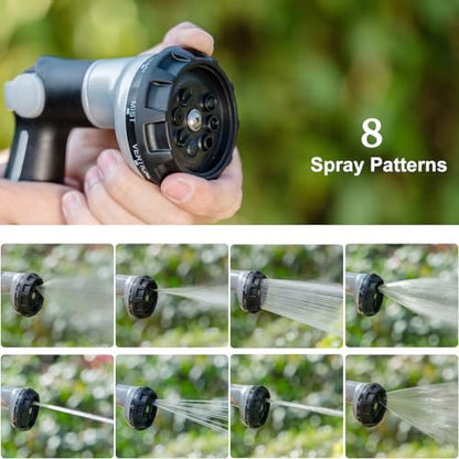 FANHAO Heavy Duty Garden Hose Nozzle, Metal Hose Sprayer Easy Thumb Control - color: Light grey
