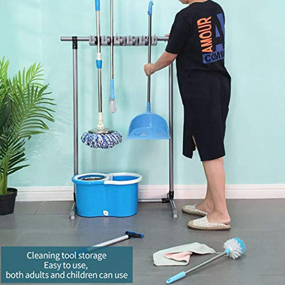 Broom Mop Holder Floor-Mounted mop Rack Cleaning Tool storage for laundry room closet organizer (6racks) - size: 6racks