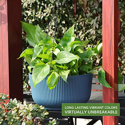 Dexceder 11.2 Inch Self Watering Hanging Planter (2 Pack, Deep Blue) - color: Deep Blue, size: 11.2 inch