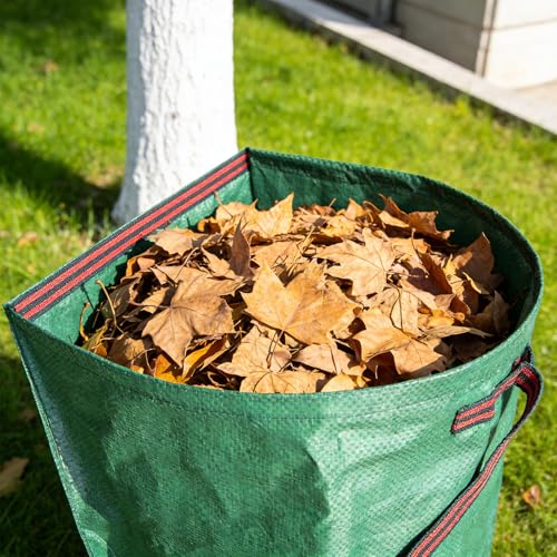 Dustpan Style Garden Leaf Bag with Semi-Circular Opening Carry Handles and Gloves for Yard Cleanup, 150 L Green - color: Green, size: 1 Count (Pack of 1)