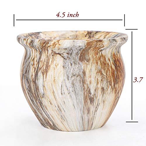 ARTKETTY Succulent Pots, 4.5 Inch Small Plant Pots with Drainage Tray - color: Marble