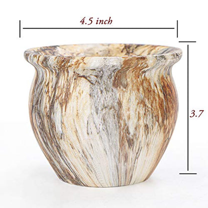 ARTKETTY Succulent Pots, 4.5 Inch Small Plant Pots with Drainage Tray - color: Marble