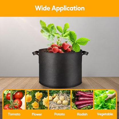 Simple Deluxe Grow Bags 5 Gallon 10 Pack Planter Pots with Handles, Thickened Nonwoven Fabric Aeration Cloth Bag, Heavy Duty Gardening for Tomoato, Potato, Vegetable, Herbs and Flowers, Black - color: 10 Pack, size: 5 Gallon