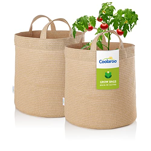 Coolaroo 2-Pack 10 Gallon Heavy Duty Plant Tomato Potato and Other Vegetables and Fruits Breathable Fabric Grow Planter Pot Bag with Handles, Desert Sand - color: Desert Sand, size: 2 Pack, style: 10 Gallon