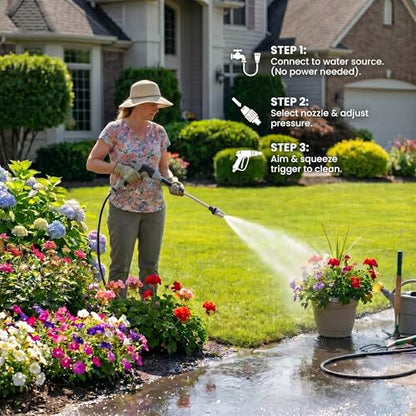 Aquoxis Spray Nozzle, High Pressure Washer Hose Nozzle Gun with Foam, 2 Universal Connectors, Fits Standard Garden Hoses for Car Washing.