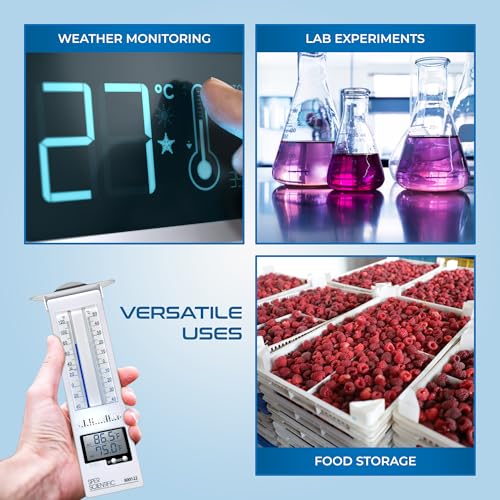 Sper Scientific Analog & Digital Min/Max Thermometer 800122 - Accurate Temperature Tracking, Weather-Resistant Design, Dual Display for Indoor & Outdoor Use, Ideal for Greenhouses, Labs & More - 4 pc - size: 4 Pack