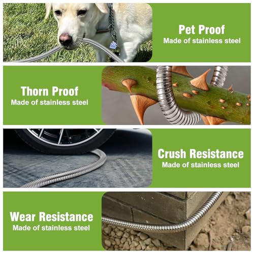 Beitopamz Metal Garden Hose 75 ft with Nozzle, Stainless Steel - size: 75 ft