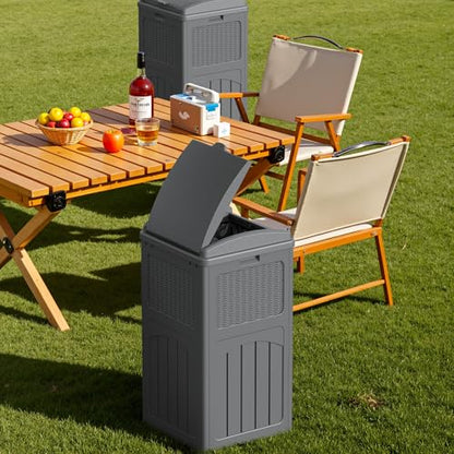 Devoko 33 Gallon Outdoor Trash Can with Dual Lid, Hideaway Garbage Bins,2Pc - color: Gray, size: 2 Pack