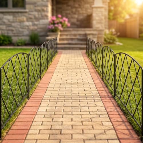 Thealyn 10ft x 24" Metal Decorative Garden Fence(5Pcs Set) - style: Minimalist