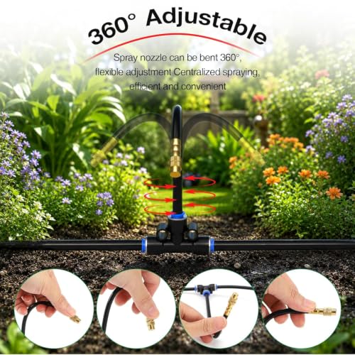Bluepro 200FT Drip Irrigation System with Brass Splitter & Copper Nozzles - size: 200.1FT