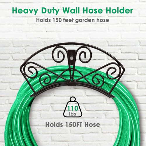 TomCare Garden Hose Holder, Heavy Duty 150 ft Capacity Hose Hanger - color: Black, size: M（13.2“ x 5.7” x 7"）