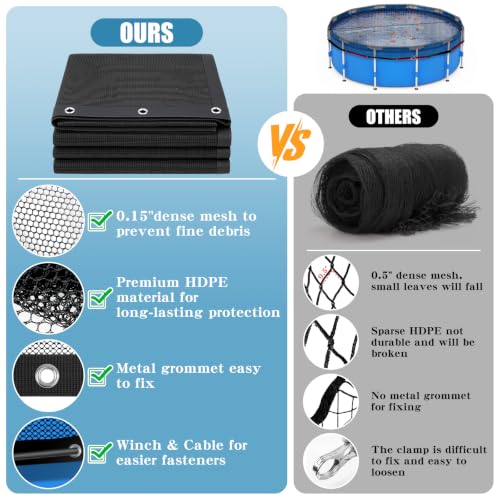 40x20FT Pool Leaf Net Cover for Inground/Above Ground Pool, Mesh Pool Cover - size: 40X20FT