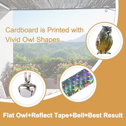 Owl to Keep Pigeons Away, 4Pcs Flat Plastic Owl - color: Brown 4pcs