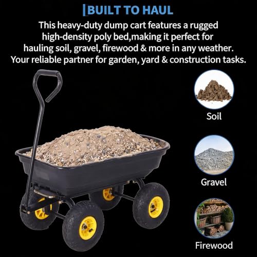 Heavy-Duty Utility Garden Dump Cart, 400Lbs Capacity - size: 400LBS
