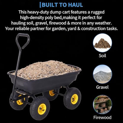 Heavy-Duty Utility Garden Dump Cart, 400Lbs Capacity - size: 400LBS
