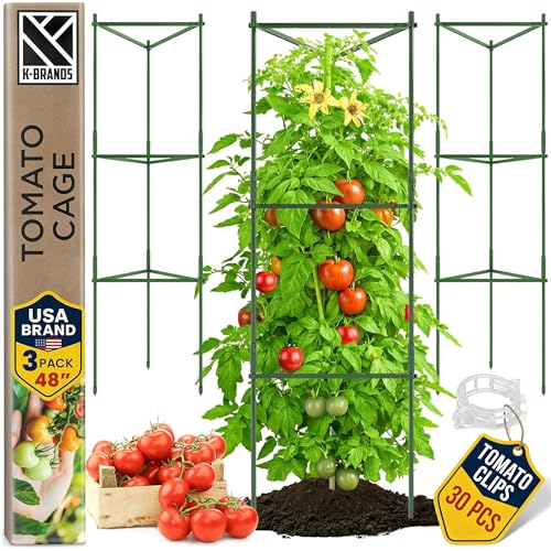 3 Pack 48" Tomato Cages for Garden - Large Tomato Plant Support Trellis - size: 3 Pack, 48 Inches