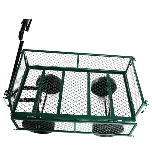 Wagon Removable Side, can be Used for Farm, Warehouse, etc. Garden car, Solid Wheels (Green Solid Wheels) - color: Green Solid Wheels