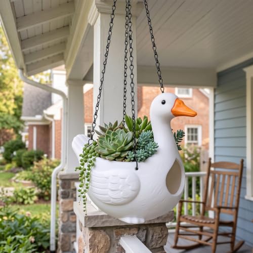 Goose Hanging Planter, Self-Watering Pot for Porch Decor